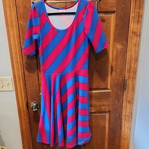 LuLaRoe Kids Dress in Vibrant Pink and Blue Stripes